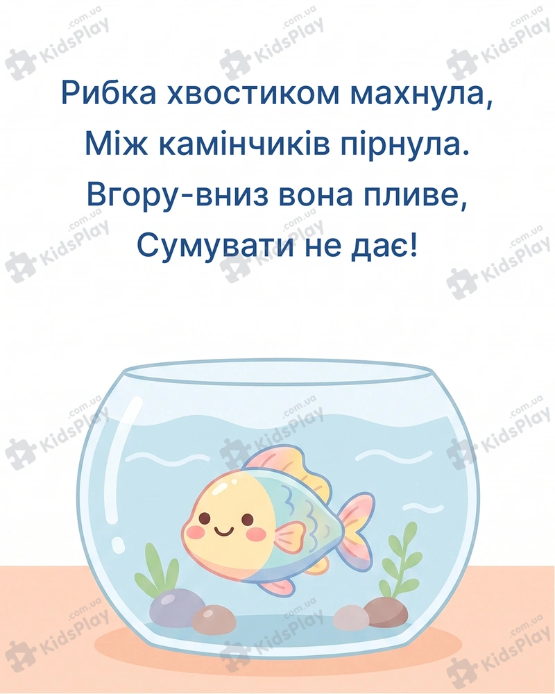 Дитячі вірші: Домашні улюбленці – сторінка з віршем про Рибку
